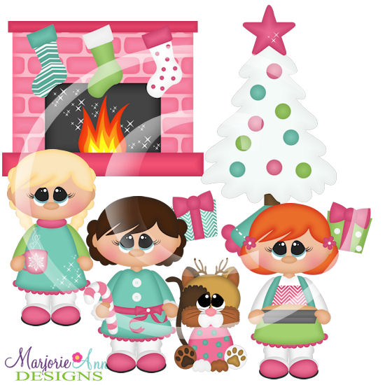 Christmas Girls SVG Cutting Files + Clipart - Click Image to Close